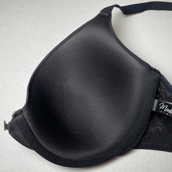 Montelle Racerback T-Shirt Bra 34D Front Closure Lace Detail Molded Cups Black - Picture 7 of 14